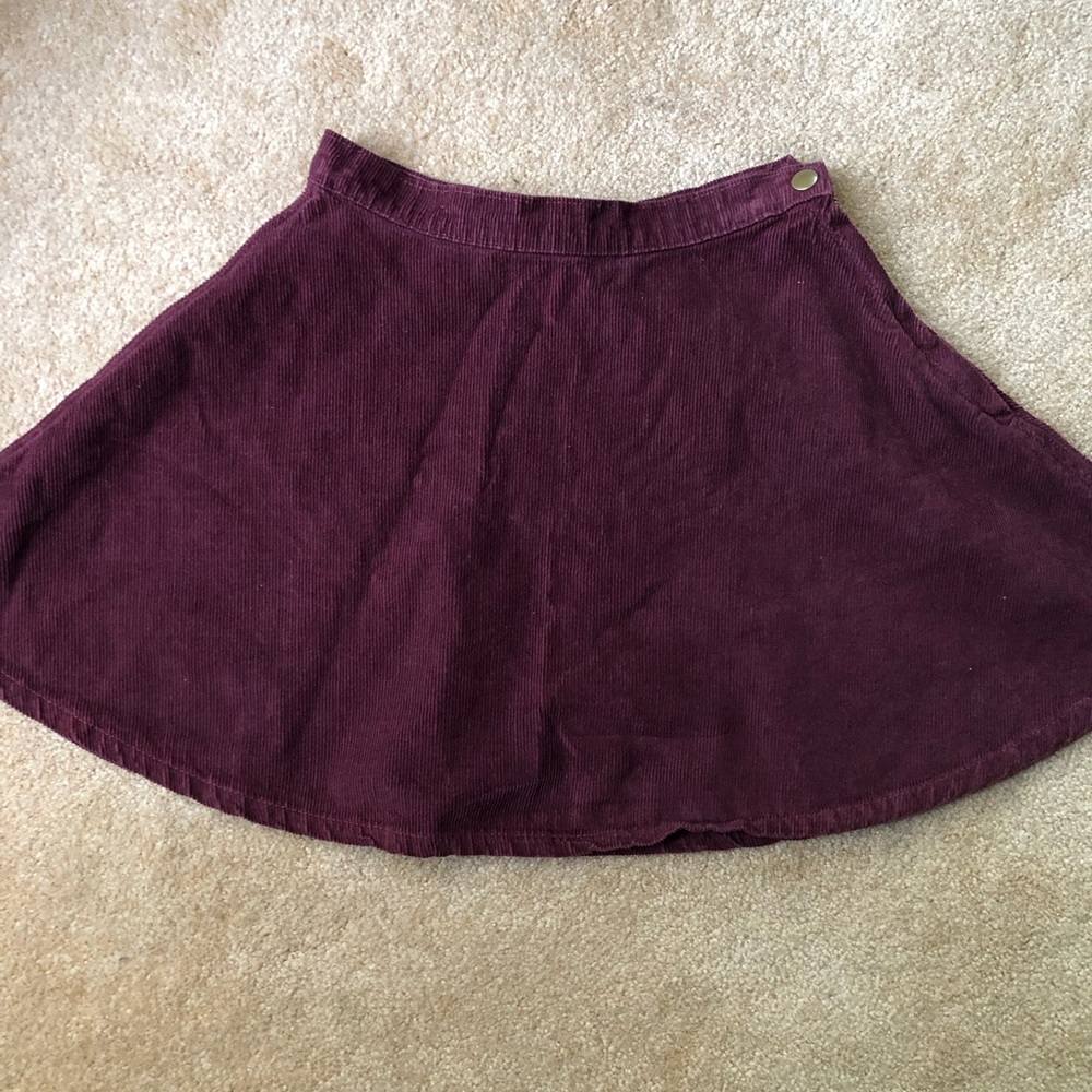 American Apparel Burgundy Corduroy Mini Skirt